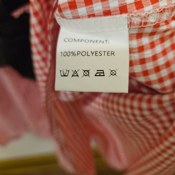 Ellazhu Womens Red White Gingham Long Oversized Button-Up Dress W/ Black Ribbon - Picture 3 of 8